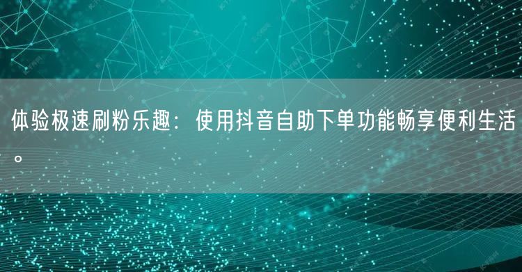 体验极速刷粉乐趣：使用抖音自助下单功能畅享便利生活。