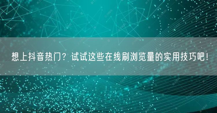 想上抖音热门？试试这些在线刷浏览量的实用技巧吧！